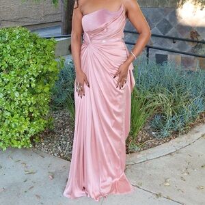 Elegant One Shoulder Pink Dress